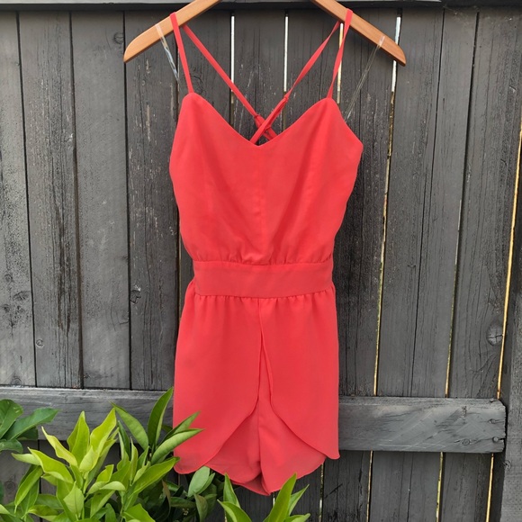 it girl Pants - It Girl Coral Romper Small